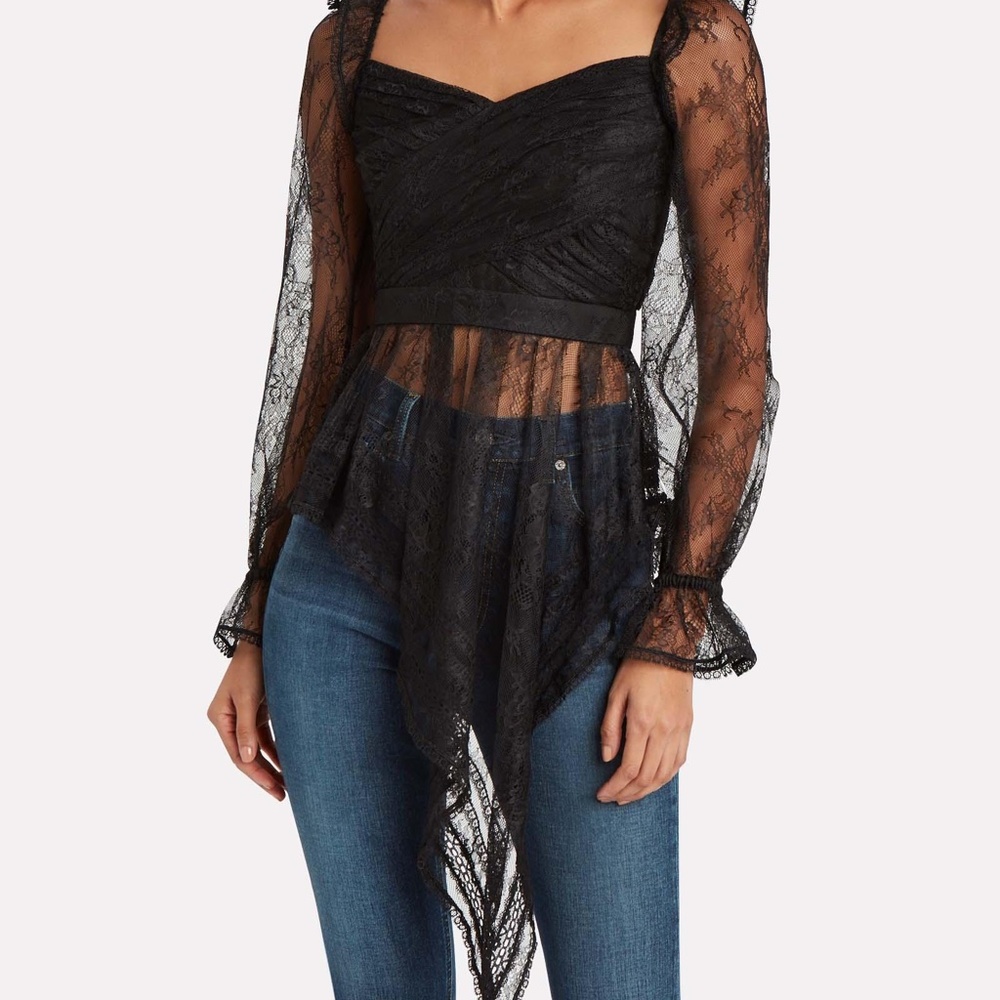 NWT SELF-PORTRAIT RUFFLED LACE WRAP TOP SIZE 2